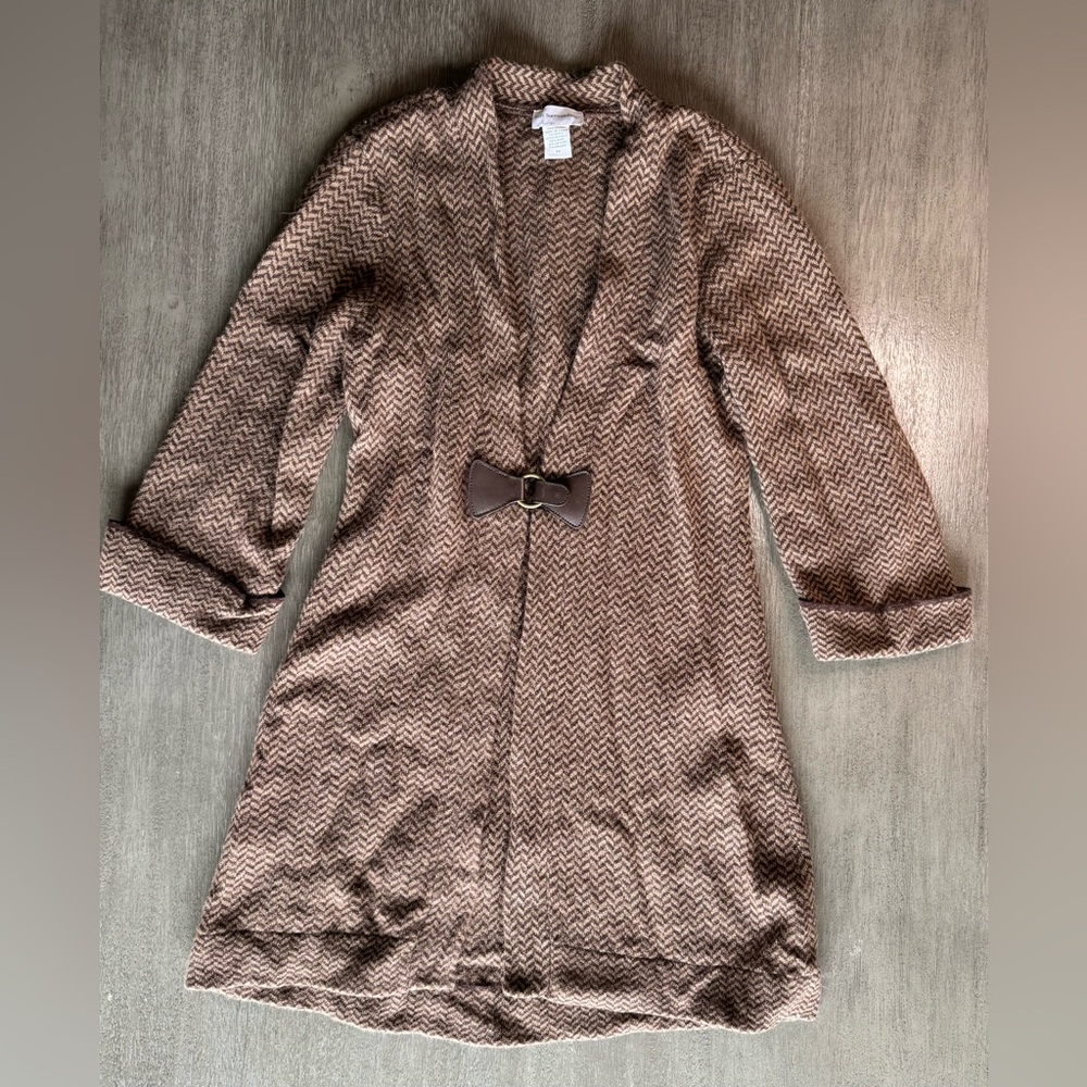 Soft Surroundings Brown Chevron Print Tunic Sweater Jacket M